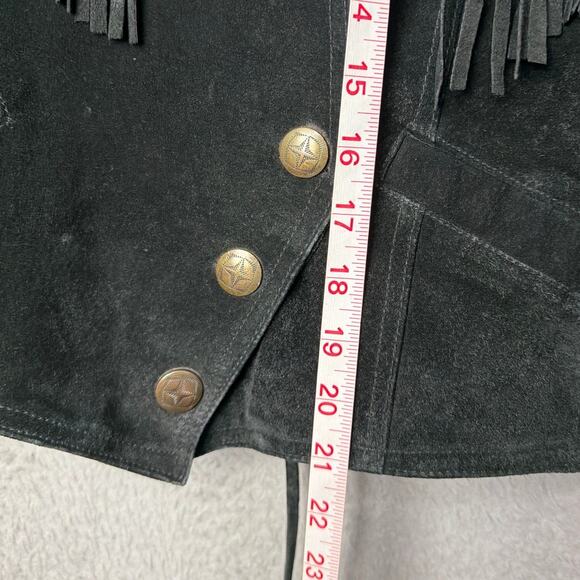 VTG Wilsons Leather Suede Jacket Western Fringe Cropped Button Snap Coastal Boho - Picture 7 of 12